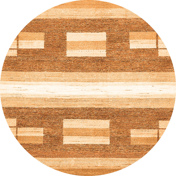 Round Machine Washable Solid Orange Modern Area Rugs, wshabs402org