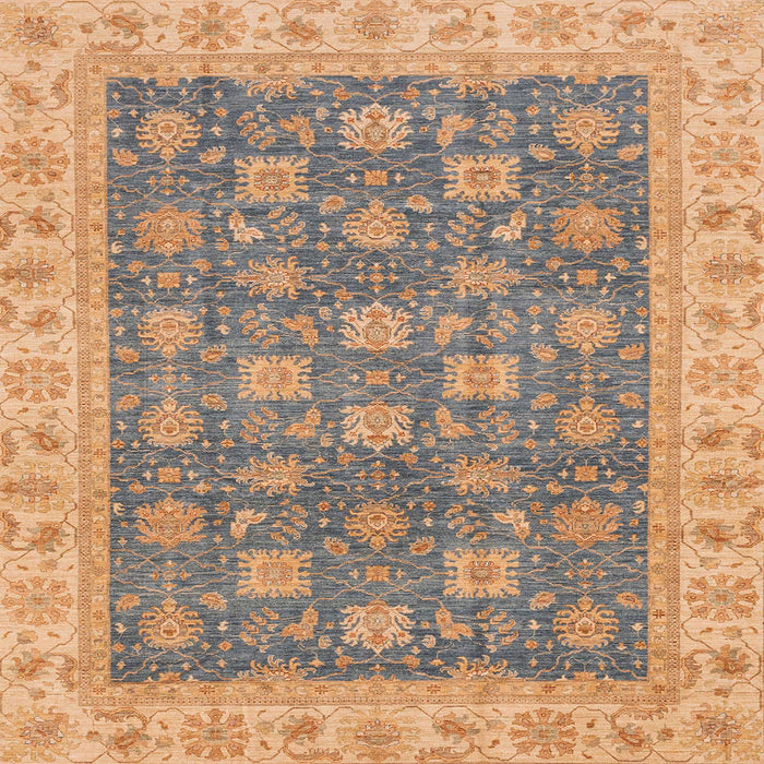 Square Abstract Dark Gold Brown Oriental Rug, abs4030