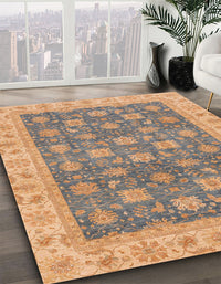 Abstract Dark Gold Brown Oriental Rug, abs4030