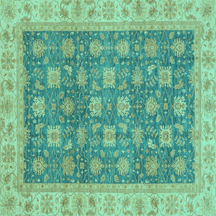 Square Machine Washable Oriental Turquoise Traditional Area Rugs, wshabs4030turq
