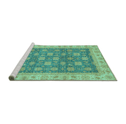 Sideview of Machine Washable Oriental Turquoise Traditional Area Rugs, wshabs4030turq