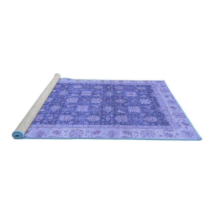 Sideview of Machine Washable Oriental Blue Traditional Rug, wshabs4030blu