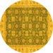 Round Oriental Yellow Traditional Rug, abs4030yw