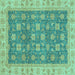 Square Oriental Turquoise Traditional Rug, abs4030turq