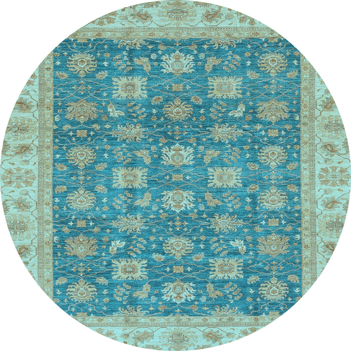 Round Oriental Light Blue Traditional Rug, abs4030lblu