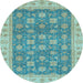 Round Oriental Light Blue Traditional Rug, abs4030lblu