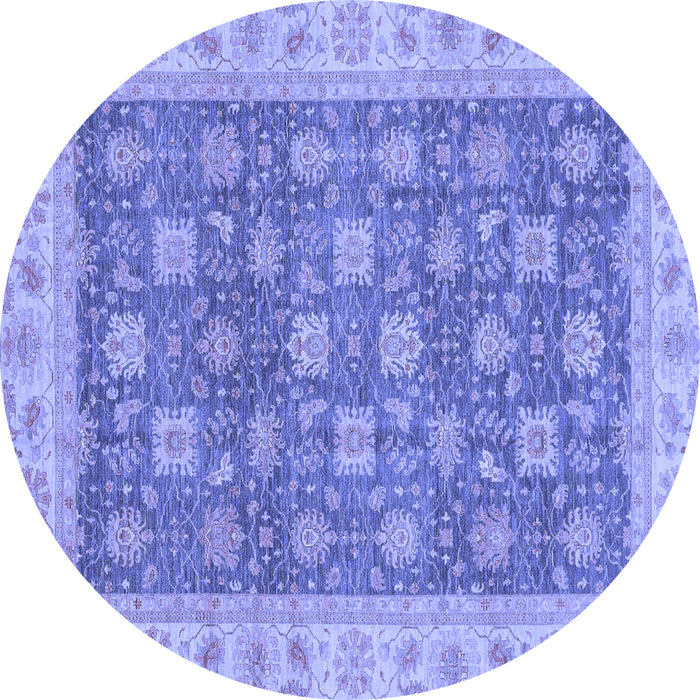 Round Machine Washable Oriental Blue Traditional Rug, wshabs4030blu