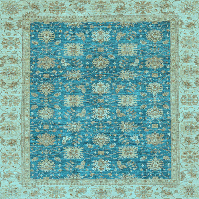 Square Machine Washable Oriental Light Blue Traditional Rug, wshabs4030lblu