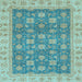 Square Machine Washable Oriental Light Blue Traditional Rug, wshabs4030lblu