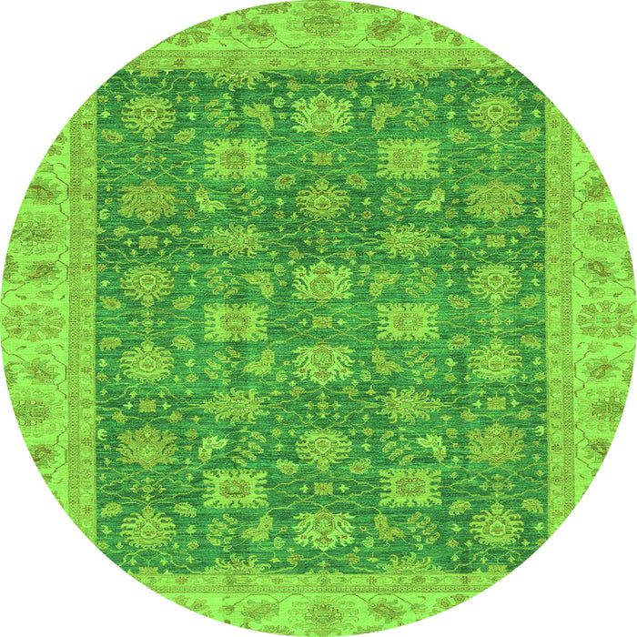 Round Machine Washable Oriental Green Traditional Area Rugs, wshabs4030grn