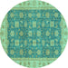 Round Oriental Turquoise Traditional Rug, abs4030turq