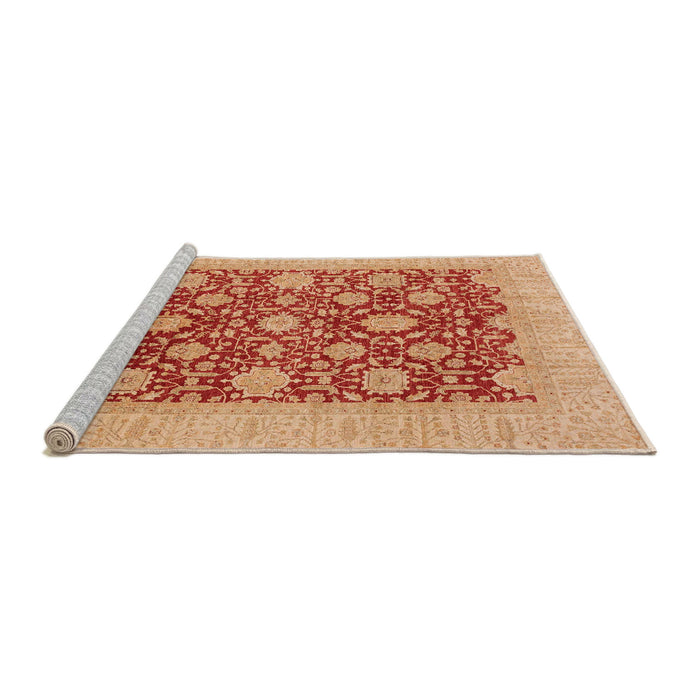 Sideview of Machine Washable Abstract Orange Red Rug, wshabs4031