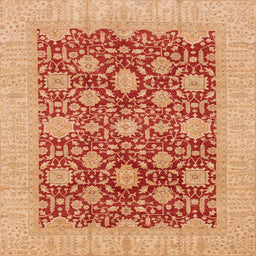 Square Machine Washable Abstract Orange Red Rug, wshabs4031