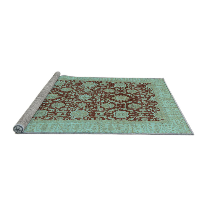 Sideview of Machine Washable Oriental Light Blue Traditional Rug, wshabs4031lblu