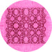 Round Oriental Pink Traditional Rug, abs4031pnk