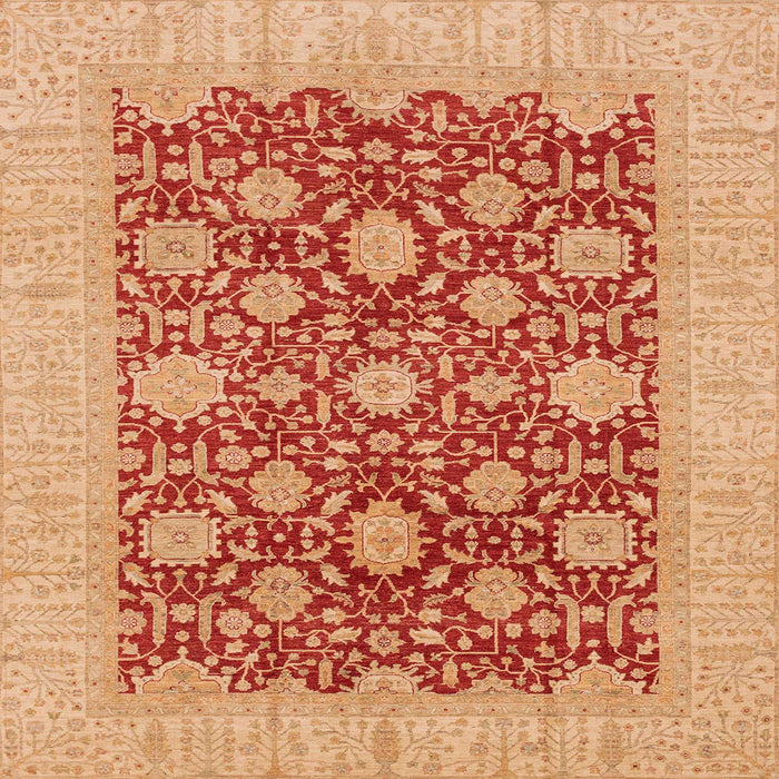 Square Abstract Orange Red Oriental Rug, abs4031