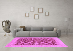 Machine Washable Oriental Purple Traditional Area Rugs in a Living Room, wshabs4031pur