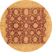 Round Machine Washable Oriental Brown Traditional Rug, wshabs4031brn