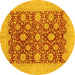 Round Oriental Yellow Traditional Rug, abs4031yw