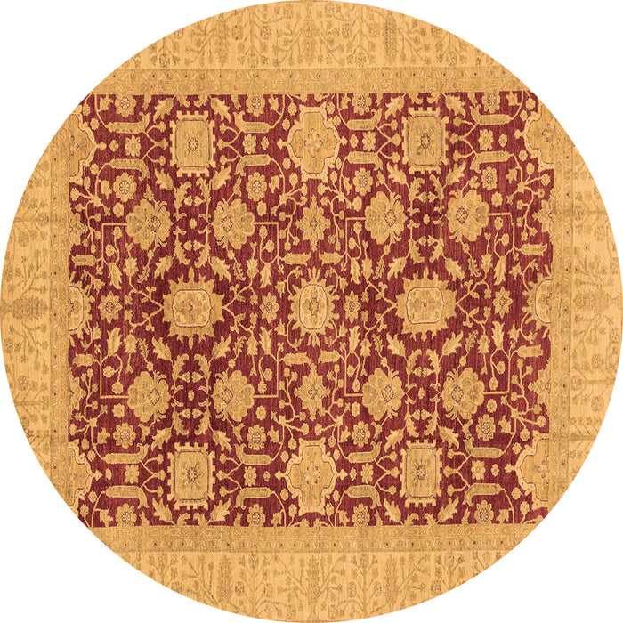 Round Oriental Brown Traditional Rug, abs4031brn