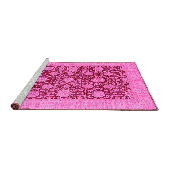 Sideview of Machine Washable Oriental Pink Traditional Rug, wshabs4031pnk