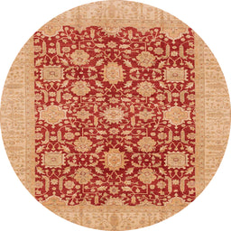 Round Abstract Orange Red Oriental Rug, abs4031