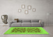 Machine Washable Oriental Green Traditional Area Rugs in a Living Room,, wshabs4031grn