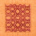 Square Machine Washable Oriental Orange Traditional Area Rugs, wshabs4031org