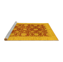 Sideview of Machine Washable Oriental Yellow Traditional Rug, wshabs4031yw
