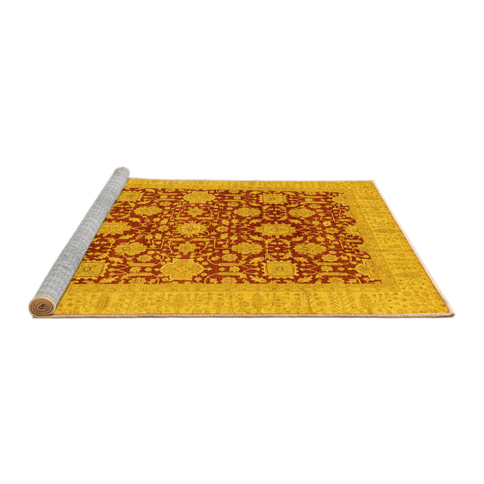Sideview of Machine Washable Oriental Yellow Traditional Rug, wshabs4031yw