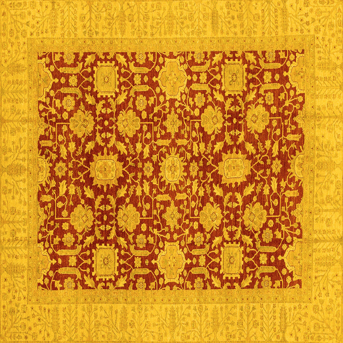 Square Machine Washable Oriental Yellow Traditional Rug, wshabs4031yw