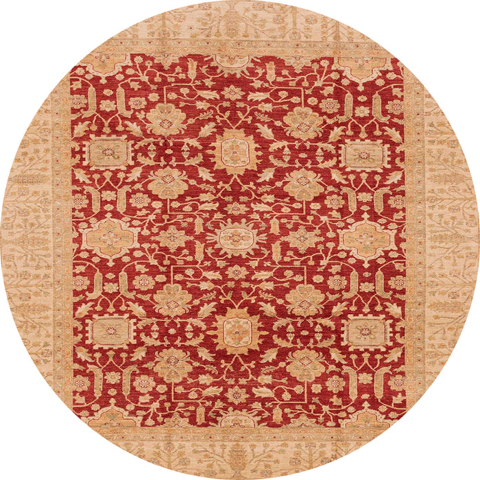 Round Machine Washable Abstract Orange Red Rug, wshabs4031