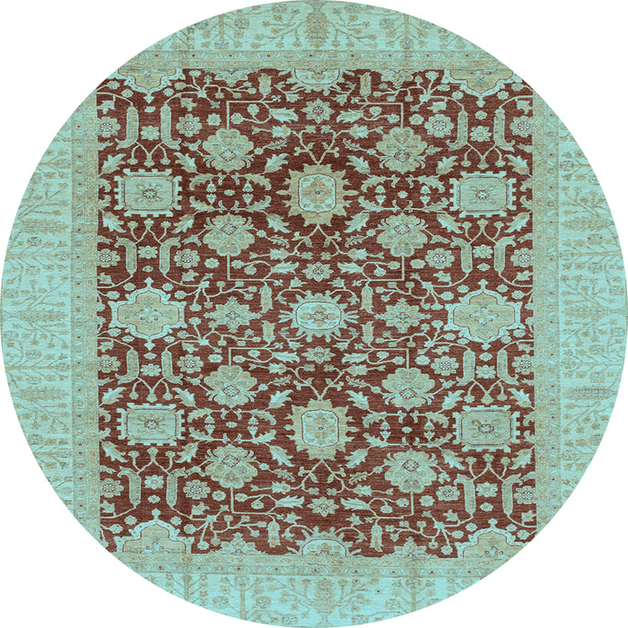 Round Oriental Light Blue Traditional Rug, abs4031lblu