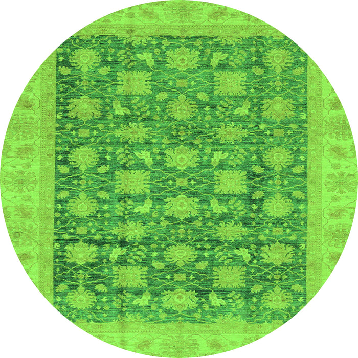 Round Machine Washable Oriental Green Modern Area Rugs, wshabs4032grn