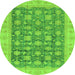 Round Machine Washable Oriental Green Modern Area Rugs, wshabs4032grn