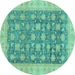 Round Oriental Turquoise Modern Rug, abs4032turq