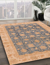 Abstract Dark Almond Brown Oriental Rug, abs4032