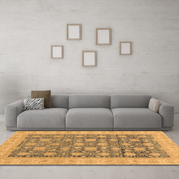 Machine Washable Oriental Brown Modern Rug in a Living Room,, wshabs4032brn