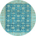 Round Oriental Light Blue Modern Rug, abs4032lblu