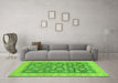 Machine Washable Oriental Green Modern Area Rugs in a Living Room,, wshabs4032grn