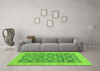 Machine Washable Oriental Green Modern Rug, wshabs4032grn