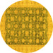 Round Machine Washable Oriental Yellow Modern Rug, wshabs4032yw