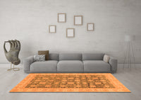 Machine Washable Oriental Orange Modern Rug, wshabs4032org