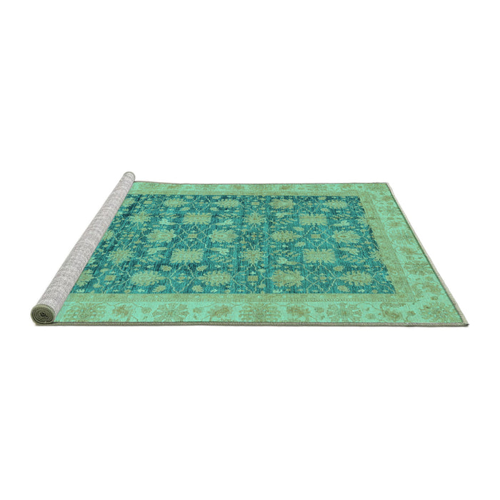 Sideview of Machine Washable Oriental Turquoise Modern Area Rugs, wshabs4032turq