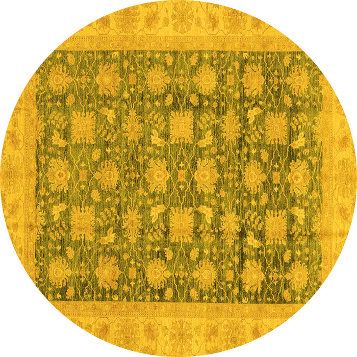 Round Oriental Yellow Modern Rug, abs4032yw
