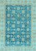 Machine Washable Oriental Light Blue Modern Rug, wshabs4032lblu