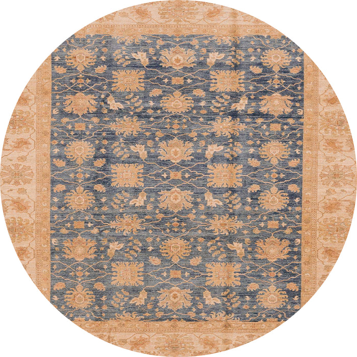 Round Machine Washable Abstract Dark Almond Brown Rug, wshabs4032