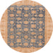 Round Machine Washable Abstract Dark Almond Brown Rug, wshabs4032