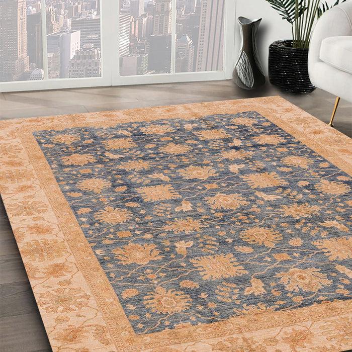 Machine Washable Abstract Dark Almond Brown Rug in a Family Room, wshabs4032