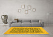 Machine Washable Oriental Yellow Modern Rug in a Living Room, wshabs4032yw